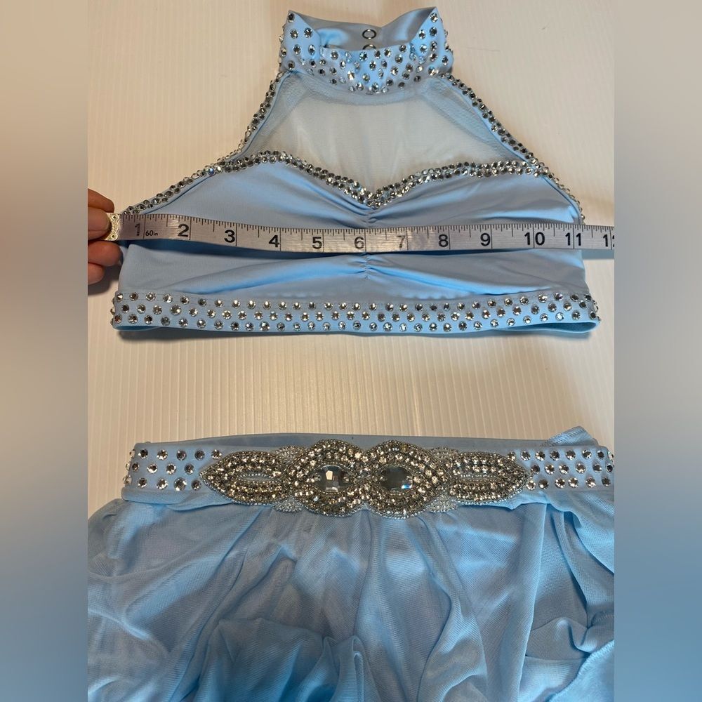 Body wrapper solo custom lyrical Dance 2 piece illusion blue maxi Skirt MC 8/10 - Picture 11 of 16